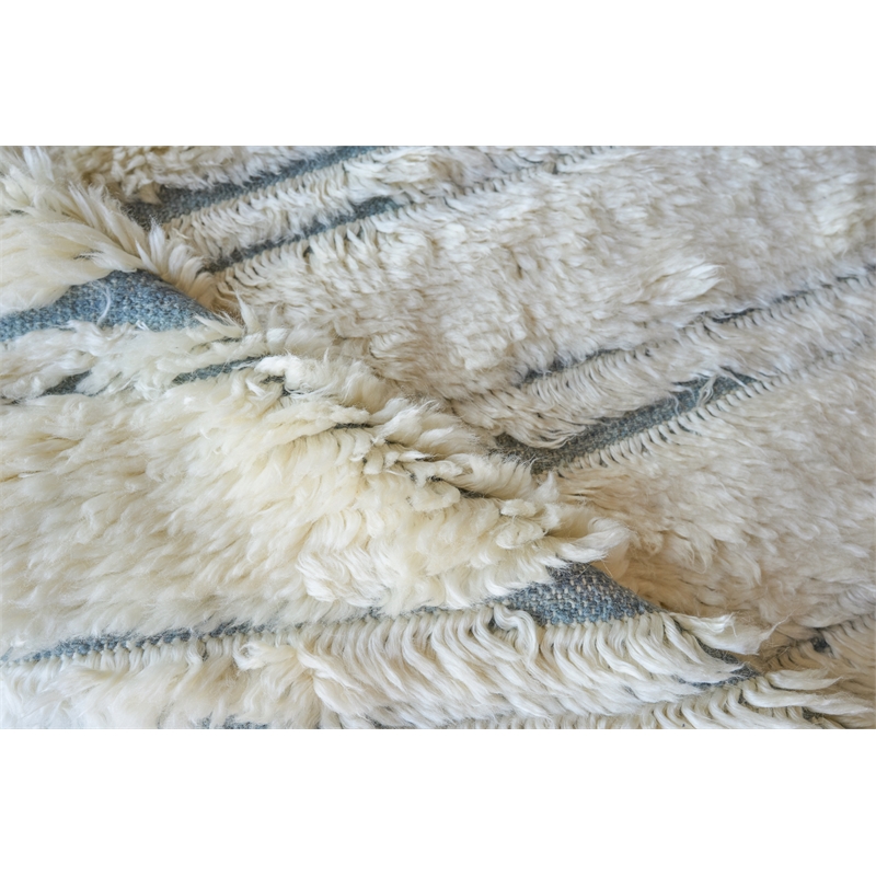 Moroccan Hand-Knotted New Zealand Wool Ivory/Dark Gray 9'x12' Area Rug