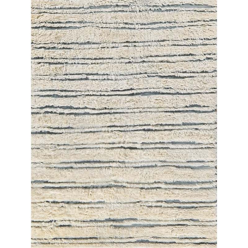 Moroccan Hand-Knotted New Zealand Wool Ivory/Dark Gray 9'x12' Area Rug