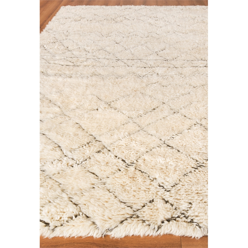 Moroccan Hand-Knotted New Zealand Wool Ivory/Charcoal 10'x14' Area Rug