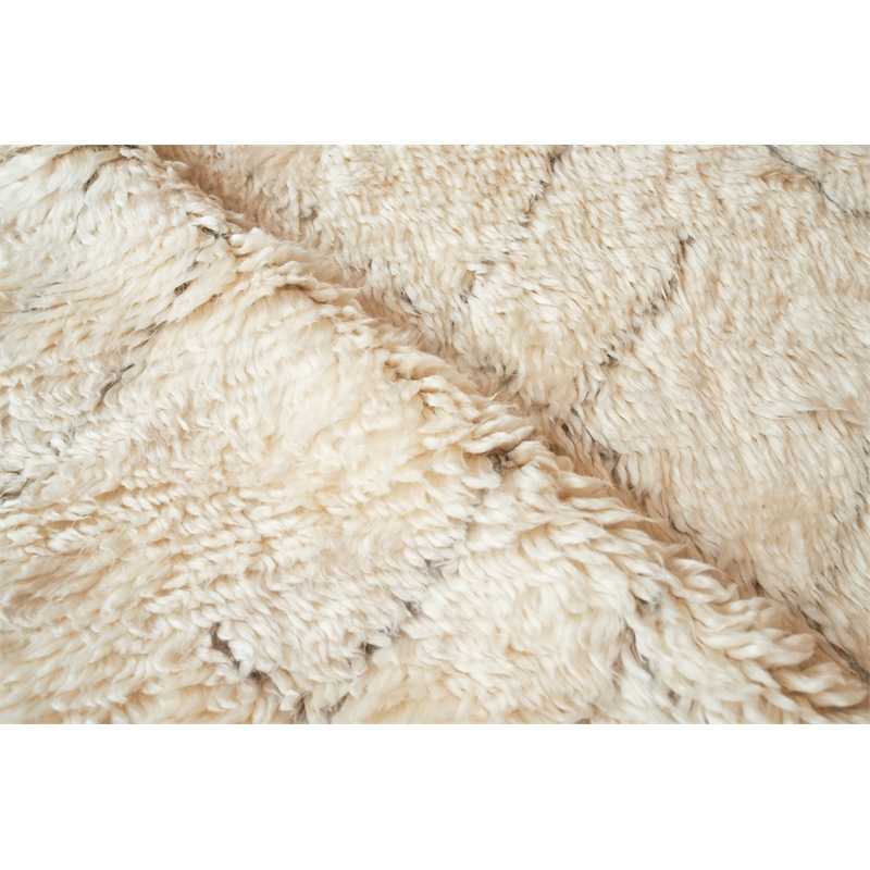Moroccan Hand-Knotted New Zealand Wool Ivory/Charcoal 10'x14' Area Rug
