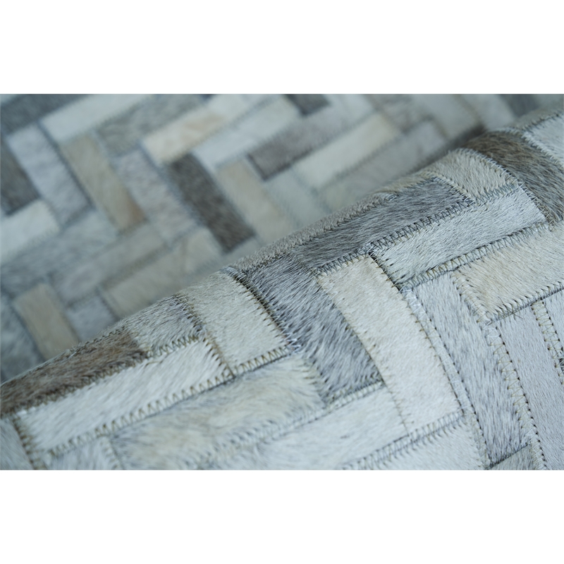 Mosaic Leather Hand-Tufted Leather Hide Silver 11'6