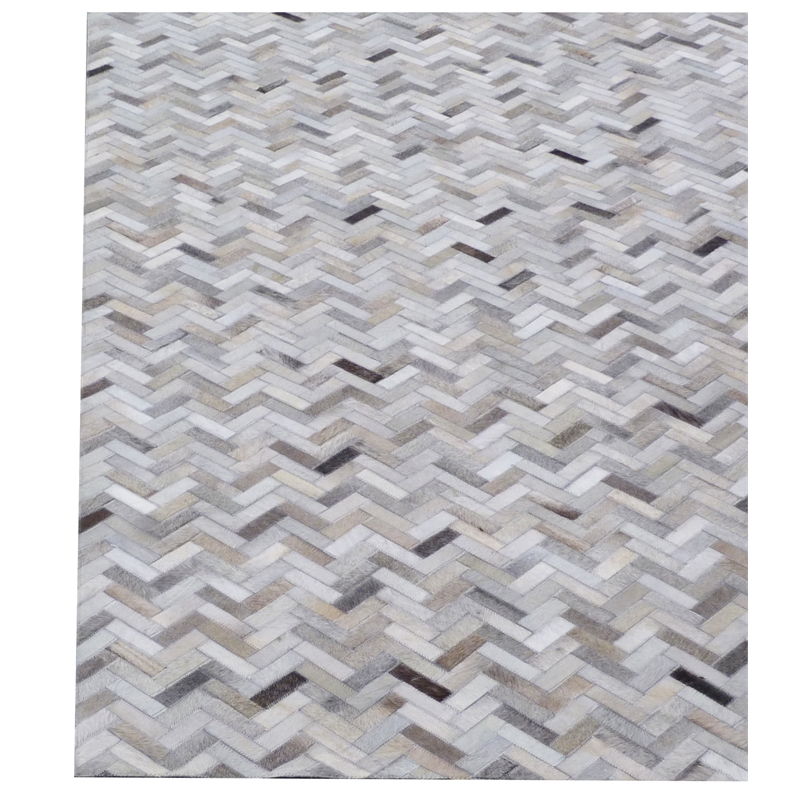 Mosaic Leather Hand-Tufted Leather Hide Silver 8'x11' Area Rug