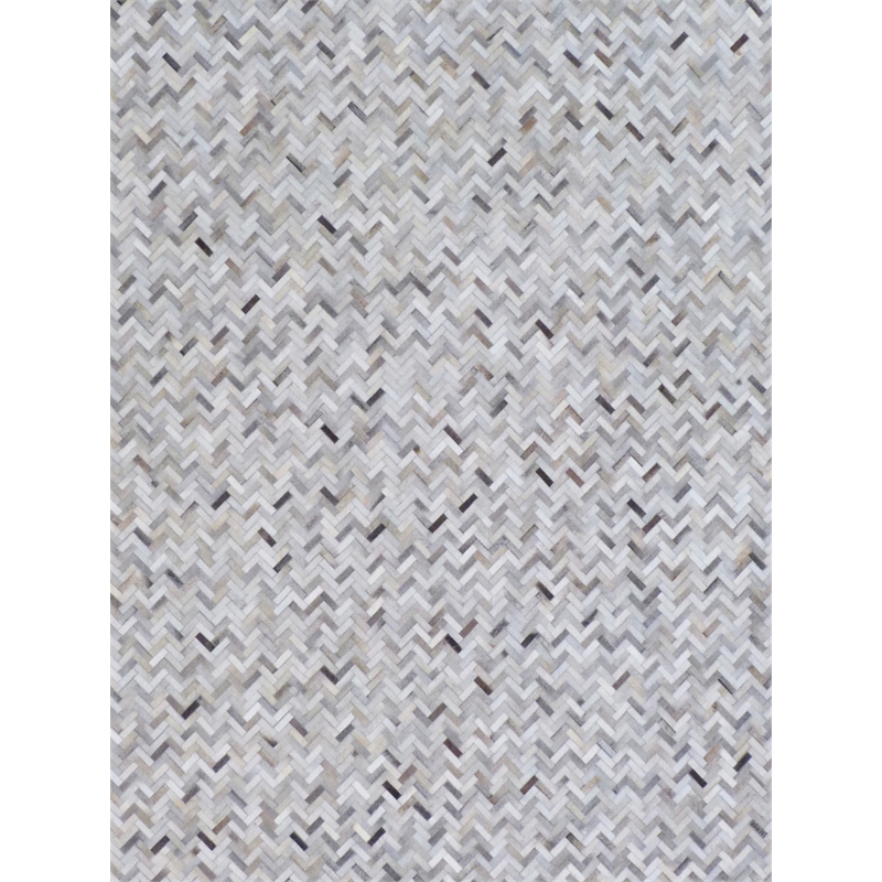 Mosaic Leather Hand-Tufted Leather Hide Silver 8'x11' Area Rug