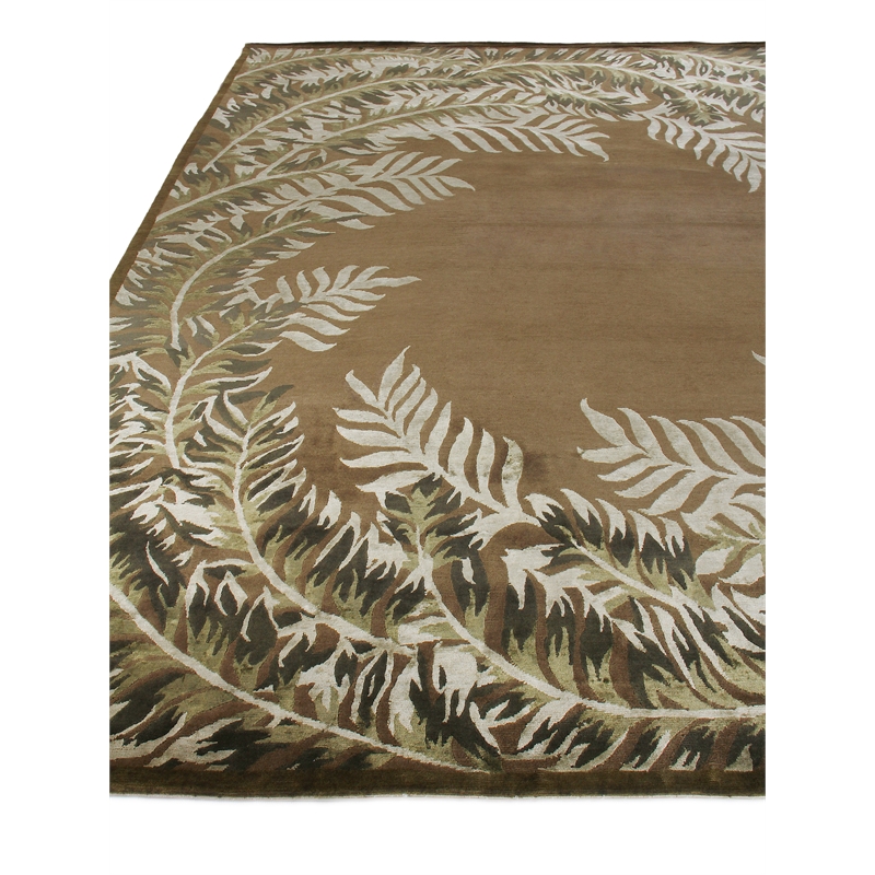 Mosaic Hand-Knotted Bamboo Silk Brown/Silk 9'x10' Area Rug