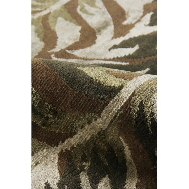 Mosaic Hand-Knotted Bamboo Silk Brown/Silk 9'x10' Area Rug