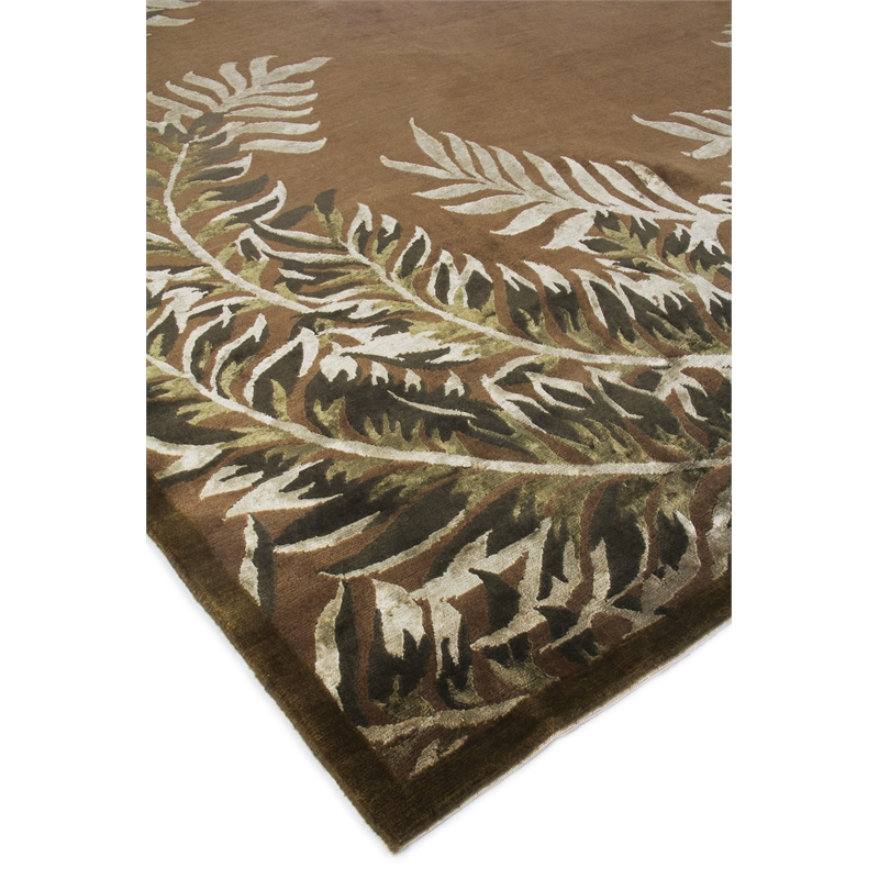 Mosaic Hand-Knotted Bamboo Silk Brown/Silk 9'x10' Area Rug