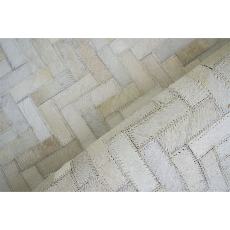 Mosaic Leather Hand-Tufted Leather Hide Ivory 11'6