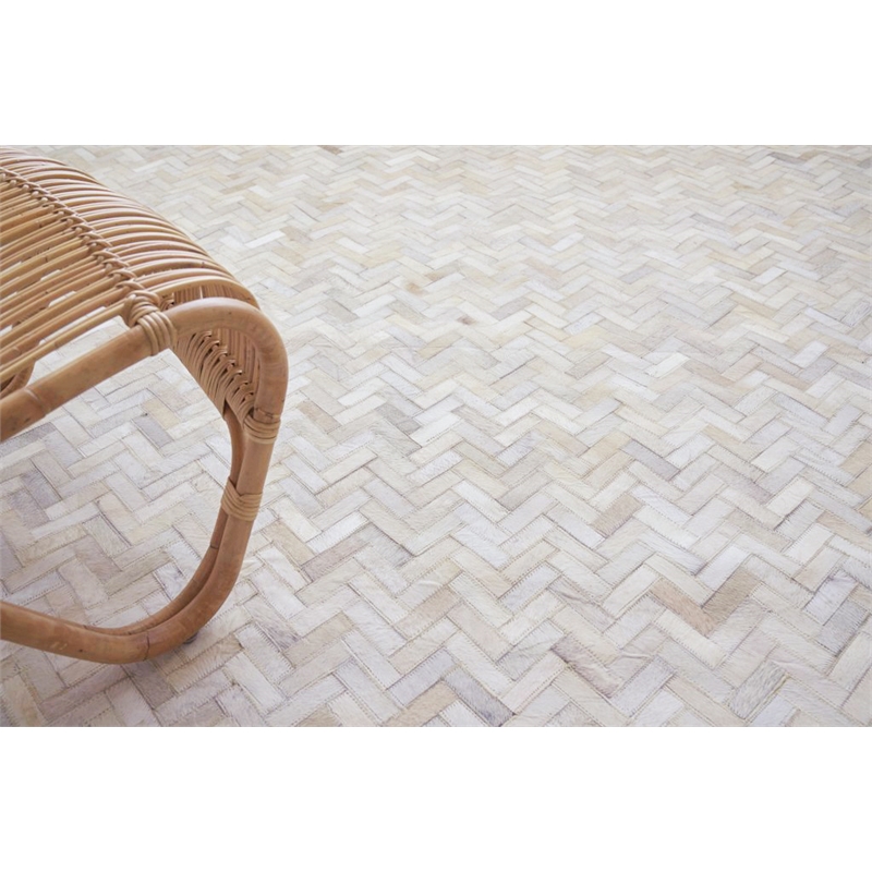 Mosaic Leather Hand-Tufted Leather Hide Ivory 11'6