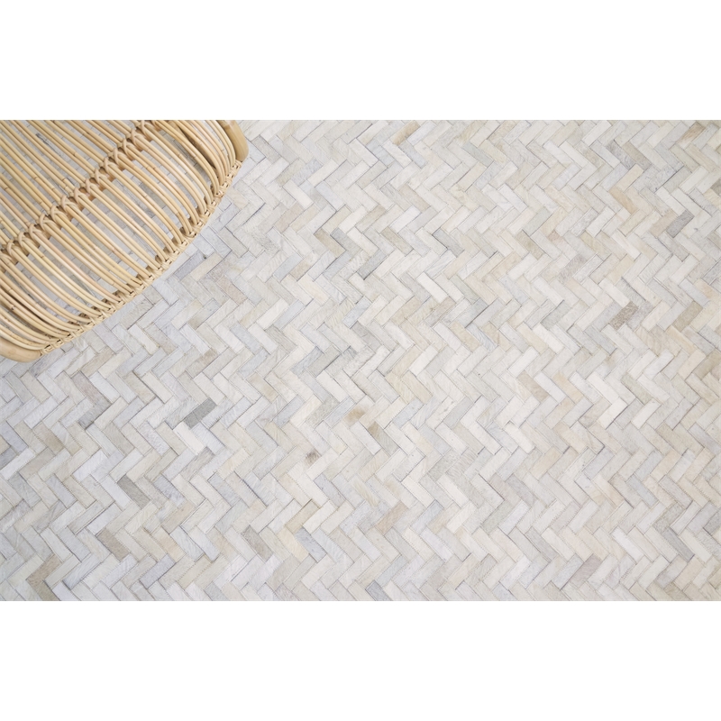 Mosaic Leather Hand-Tufted Leather Hide Ivory 11'6