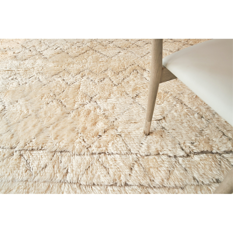 Moroccan Hand-Knotted New Zealand Wool Ivory/Charcoal 9'x12' Area Rug