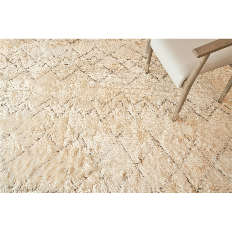 Moroccan Hand-Knotted New Zealand Wool Ivory/Charcoal 9'x12' Area Rug