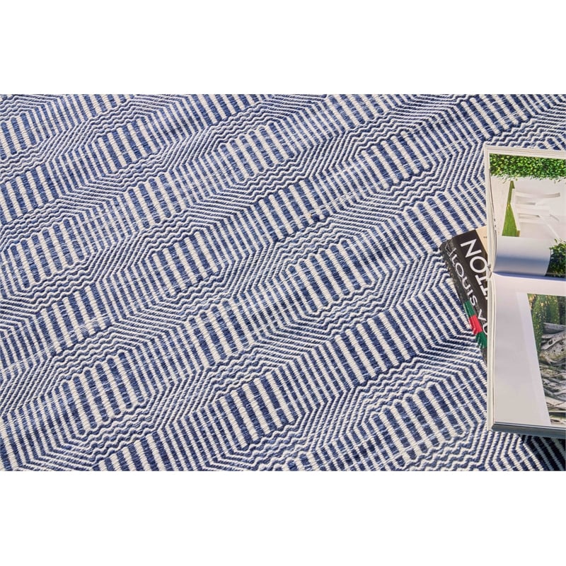 Naples Flatweave Pet Ivory/Blue 9'x12' Area Rug