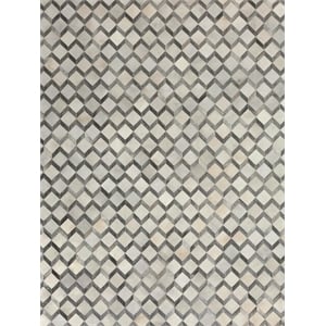 Natural Hide Hand-Tufted Leather Hide Ivory/Silver 5'x8' Area Rug