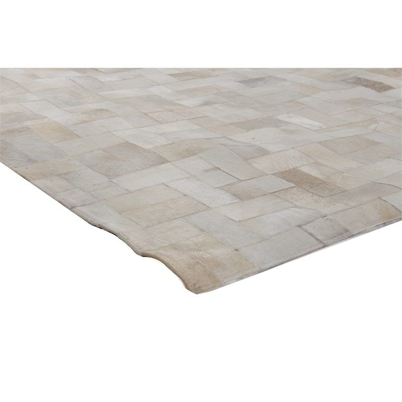Natural Hide Hand-Tufted Leather Hide Ivory 10'x13' Area Rug