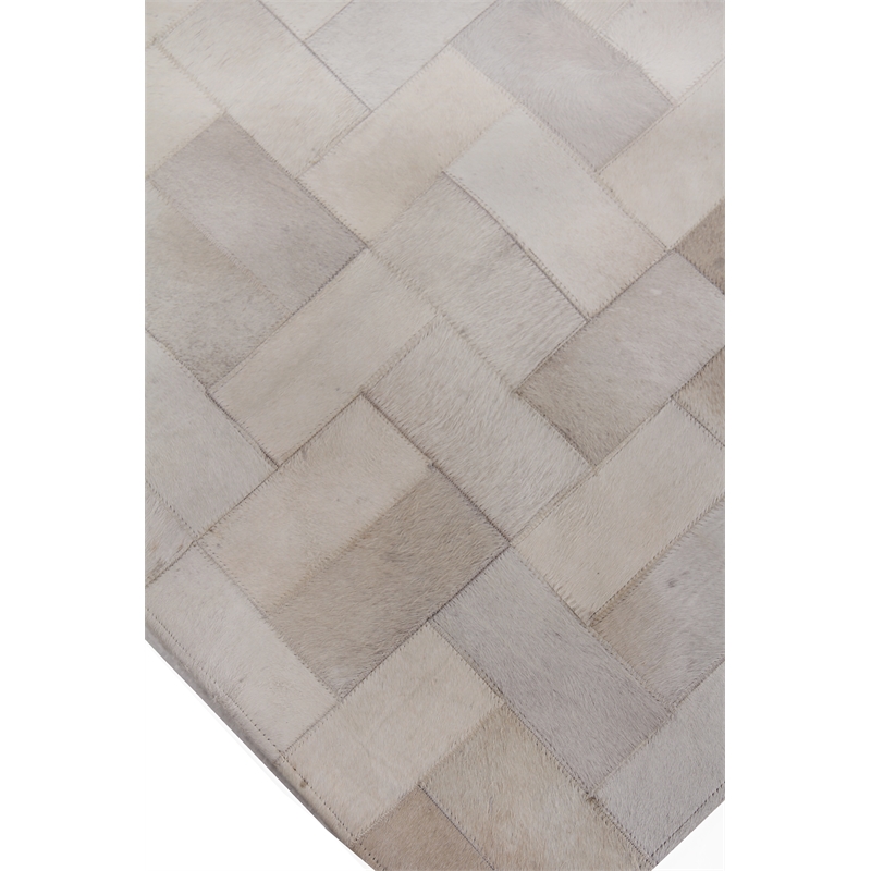 Natural Hide Hand-Tufted Leather Hide Ivory 10'x13' Area Rug