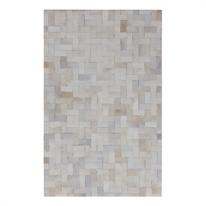 Natural Hide Hand-Tufted Leather Hide Ivory 10'x13' Area Rug
