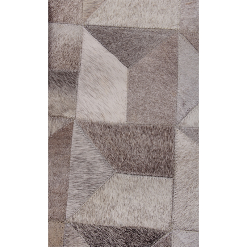 Natural Hide Hand-Tufted Leather Hide Silver 5'x8' Area Rug