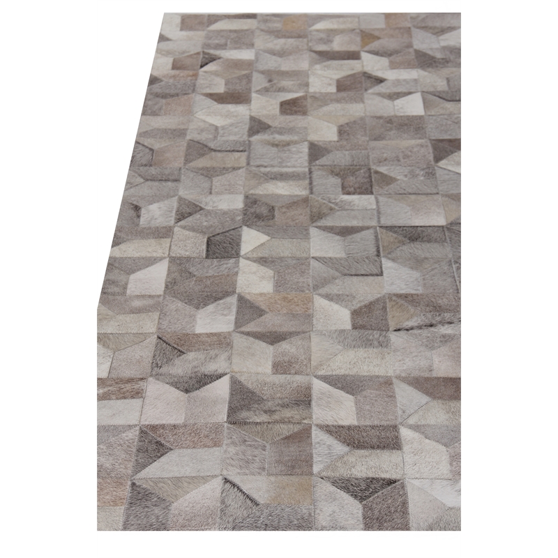 Natural Hide Hand-Tufted Leather Hide Silver 5'x8' Area Rug