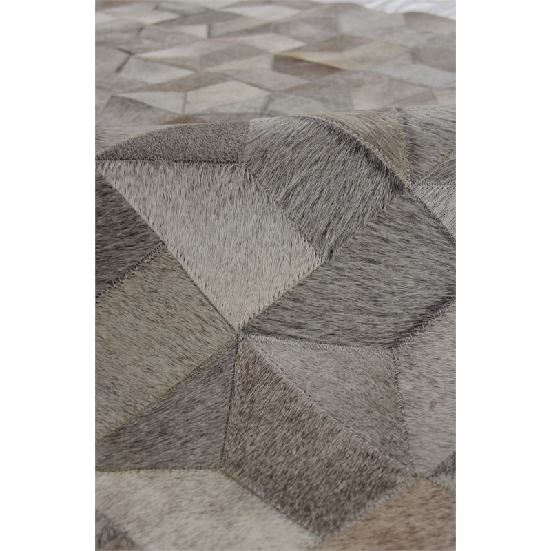 Natural Hide Hand-Tufted Leather Hide Silver 5'x8' Area Rug