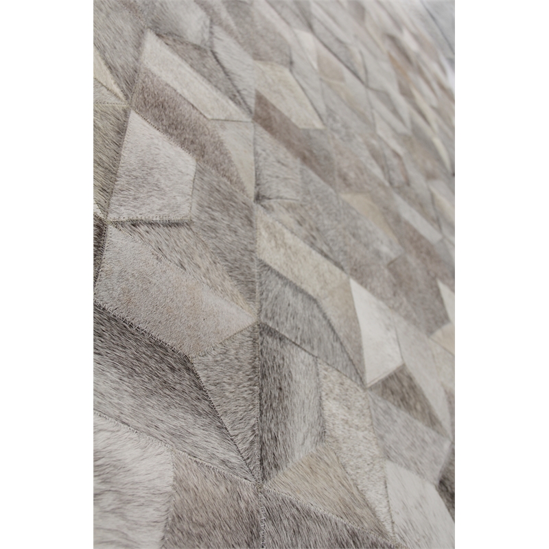 Natural Hide Hand-Tufted Leather Hide Silver 5'x8' Area Rug