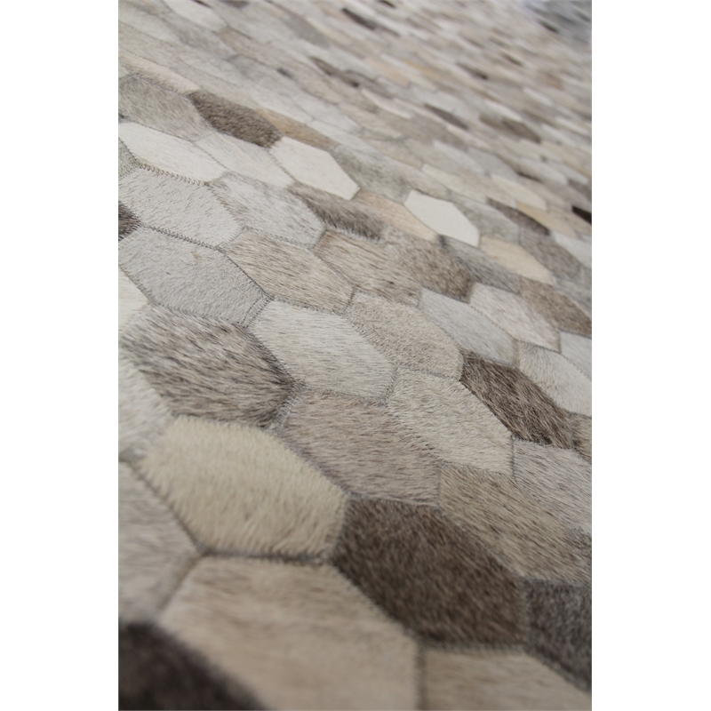 Natural Hide Hand-Tufted Leather Hide Silver/Multi 8'x11' Area Rug