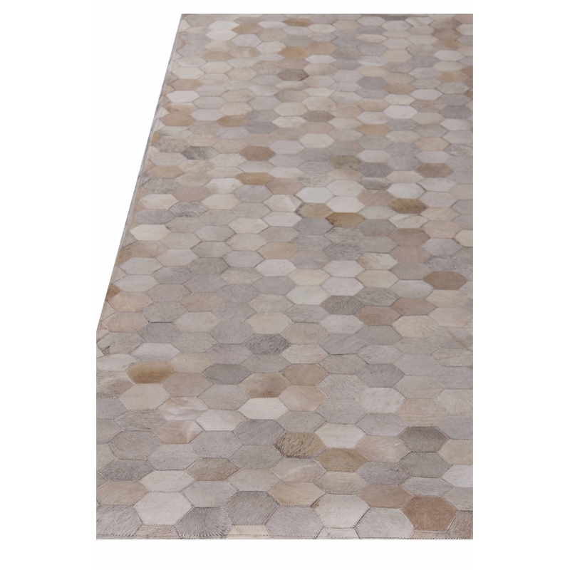 Natural Hide Hand-Tufted Leather Hide Ivory/Multi 8'x11' Area Rug