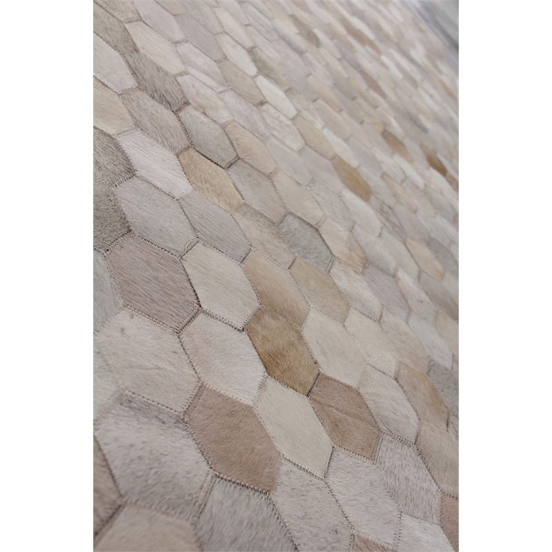 Natural Hide Hand-Tufted Leather Hide Ivory/Multi 8'x11' Area Rug
