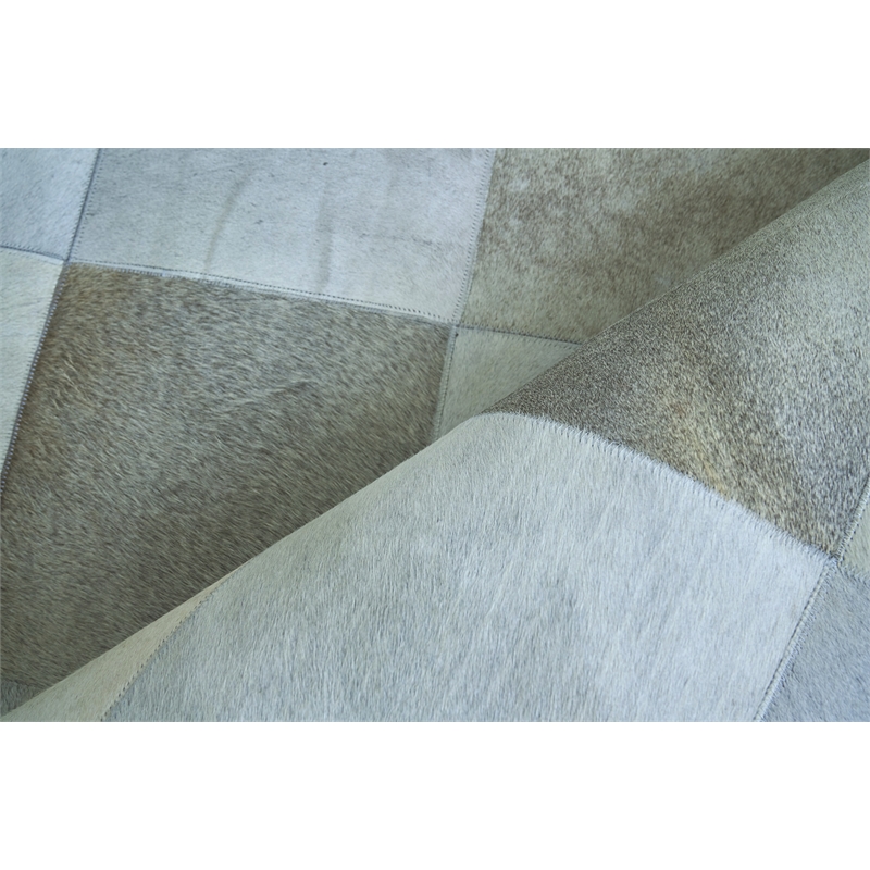 Natural Hide Hand-Tufted Leather Hide Silver 9'6