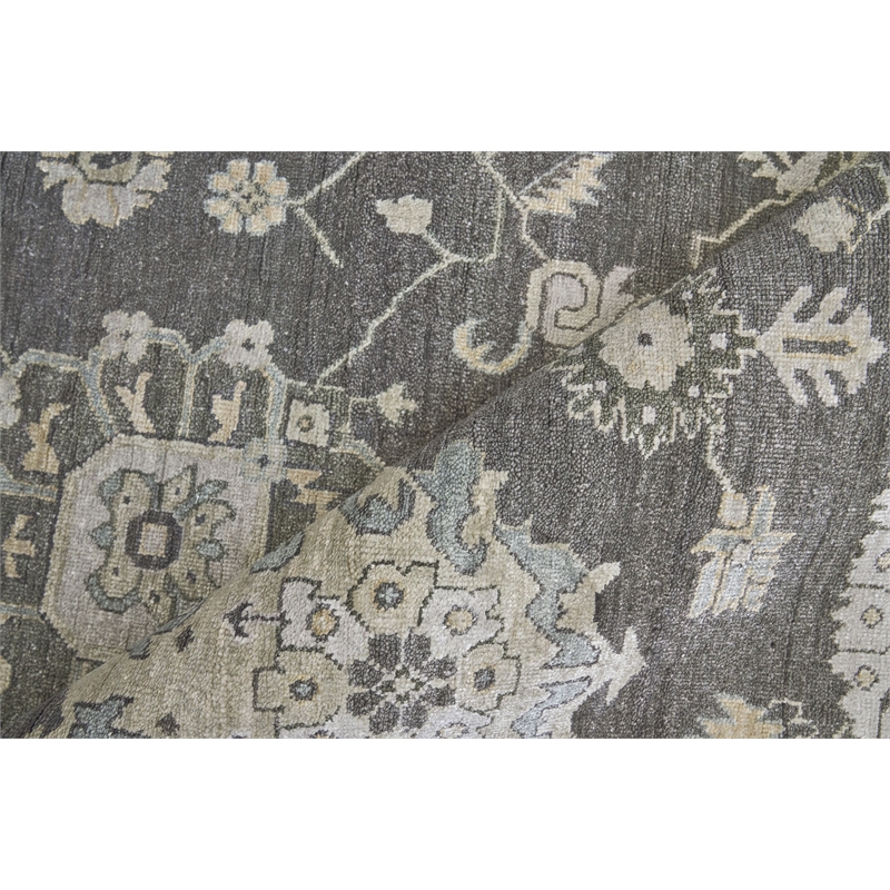 Museum Hand-Knotted Bamboo Silk Midnight Charcoal 10'x14' Area Rug