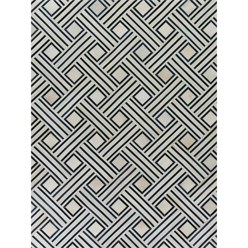 Natural Hide Hand-Tufted Leather Hide Ivory/Blue/Multi 5'x8' Area Rug