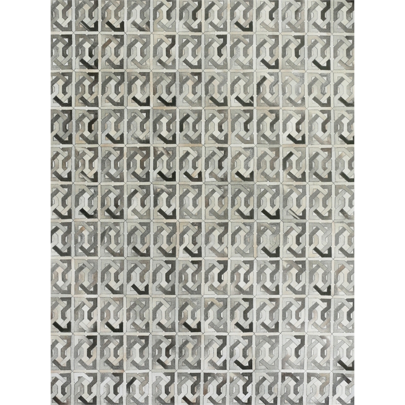 Natural Hide Hand-Tufted Leather Hide Ivory/Silver/Medium Gray 5'x8' Area Rug