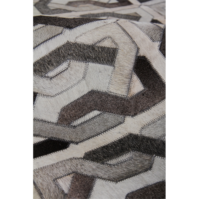 Natural Hide Hand-Tufted Leather Hide Ivory/Silver/Medium Gray 8'x11' Area Rug