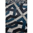 Natural Hide Hand-Tufted Leather Hide Ivory/Navy/Blue 5'x8' Area Rug