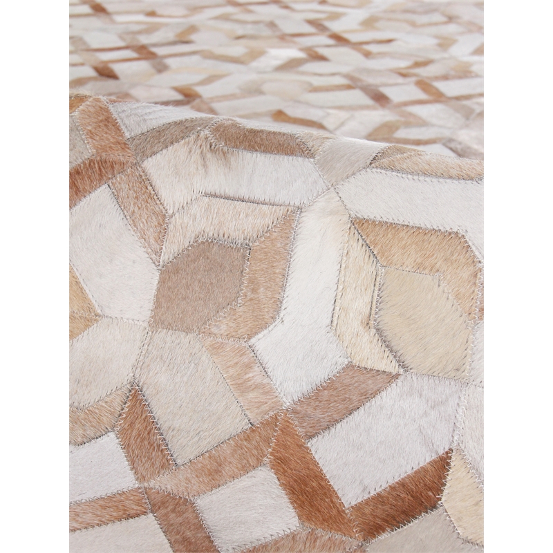 Natural Hide Hand-Tufted Leather Hide Beige/Ivory 5'x8' Area Rug