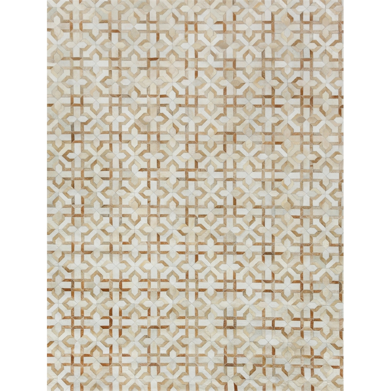 Natural Hide Hand-Tufted Leather Hide Beige/Ivory 5'x8' Area Rug