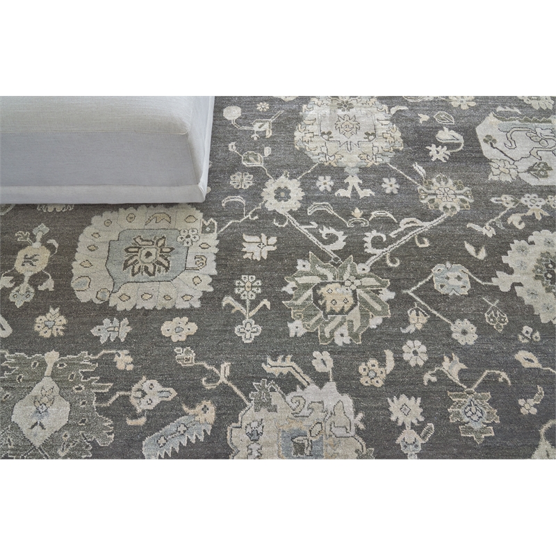 Museum Hand-Knotted Bamboo Silk Midnight Charcoal 8'x10' Area Rug
