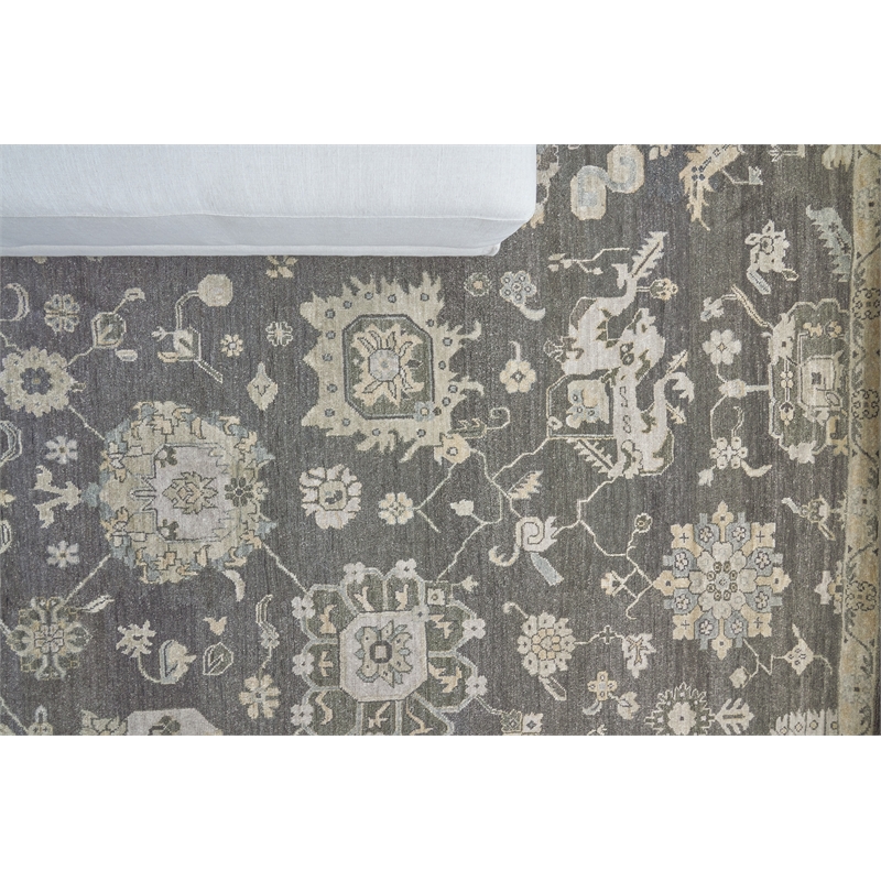 Museum Hand-Knotted Bamboo Silk Midnight Charcoal 8'x10' Area Rug