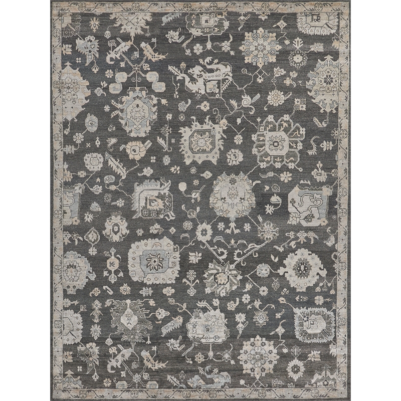Museum Hand-Knotted Bamboo Silk Midnight Charcoal 8'x10' Area Rug