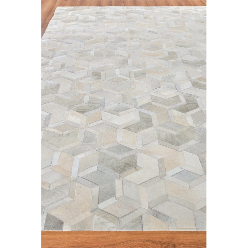Natural Hide Hand-Tufted Leather Hide Ivory 5'x8' Area Rug