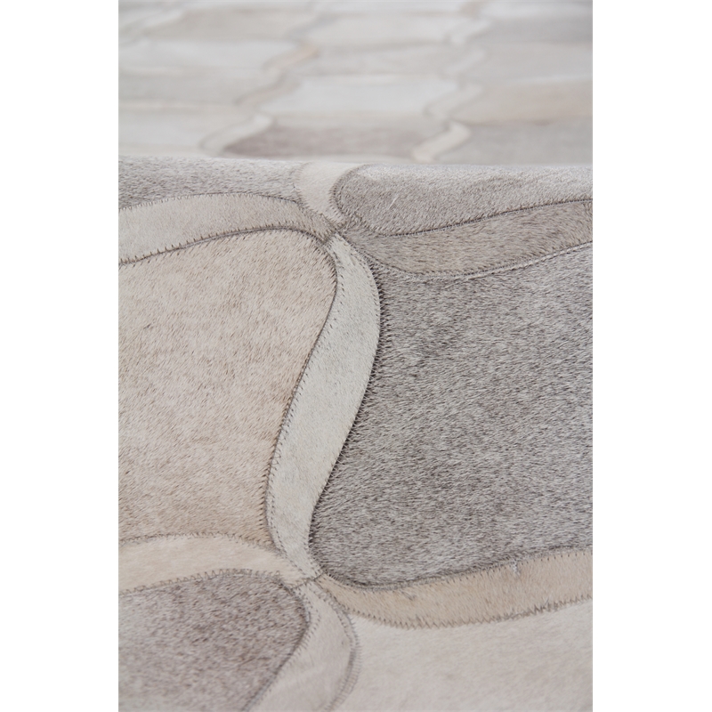 Natural Hide Hand-Tufted Leather Hide Silver/Ivory 9'6