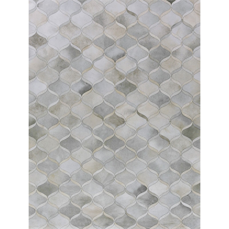 Natural Hide Hand-Tufted Leather Hide Silver/Ivory 9'6