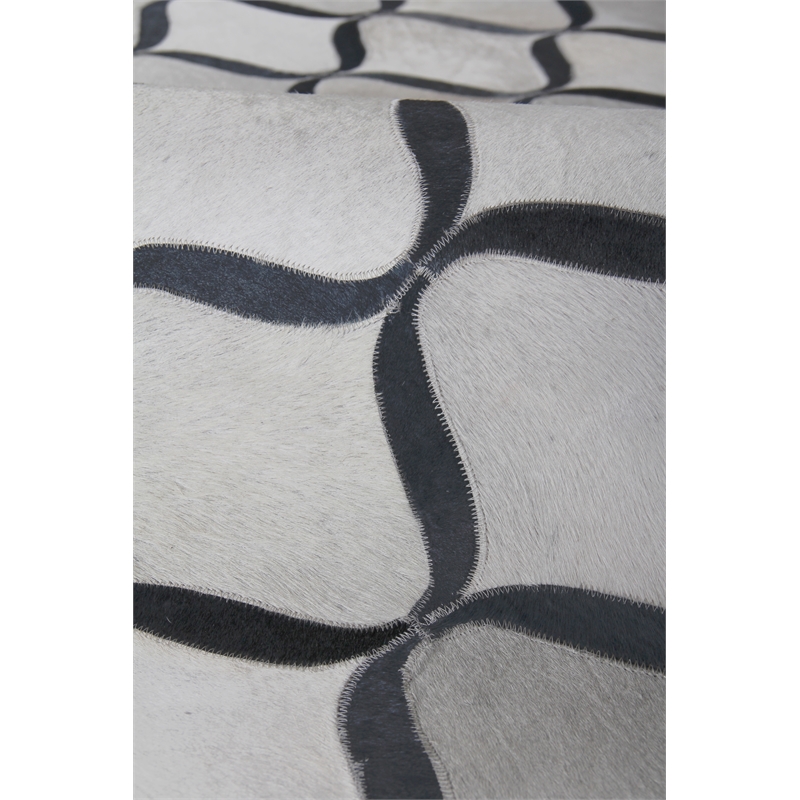 Natural Hide Hand-Tufted Leather Hide Silver/Blue 11'6