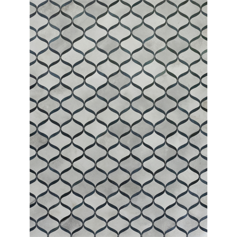Natural Hide Hand-Tufted Leather Hide Silver/Blue 11'6
