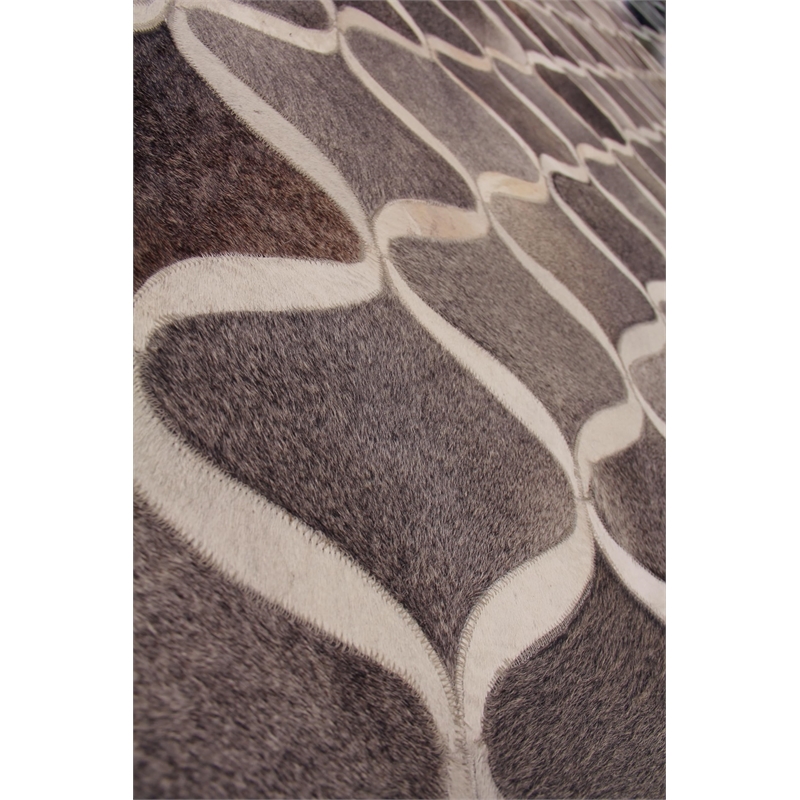 Natural Hide Hand-Tufted Leather Hide Silver/Blue 4'6