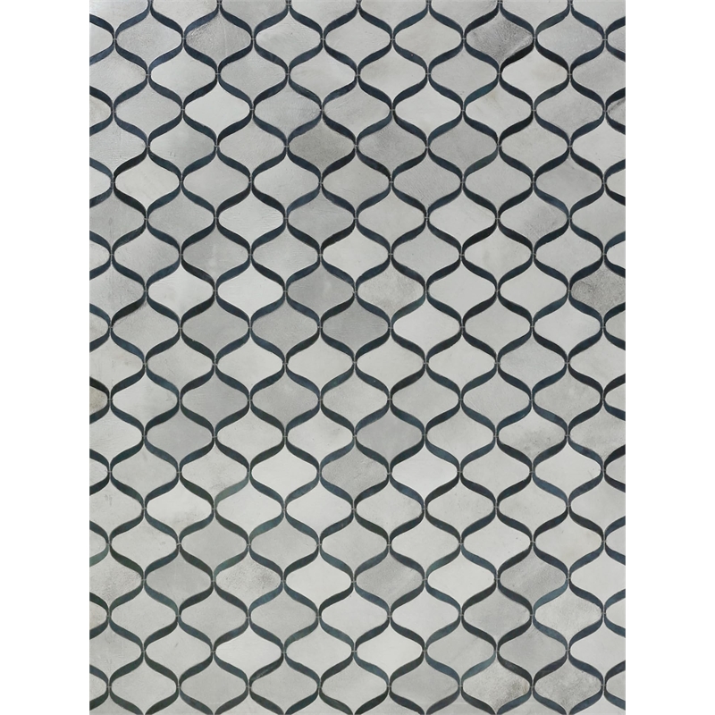 Natural Hide Hand-Tufted Leather Hide Silver/Blue 4'6