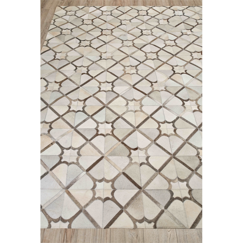 Natural Hide Hand-Tufted Leather Hide Ivory/Gray/Multi 13'6