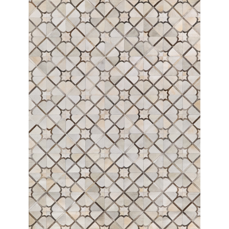 Natural Hide Hand-Tufted Leather Hide Ivory/Gray/Multi 13'6