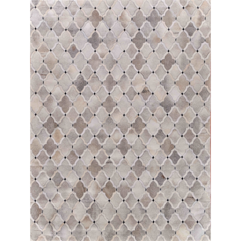 Natural Hide Hand-Tufted Leather Hide Silver/Ivory/Dark Gray 9'6