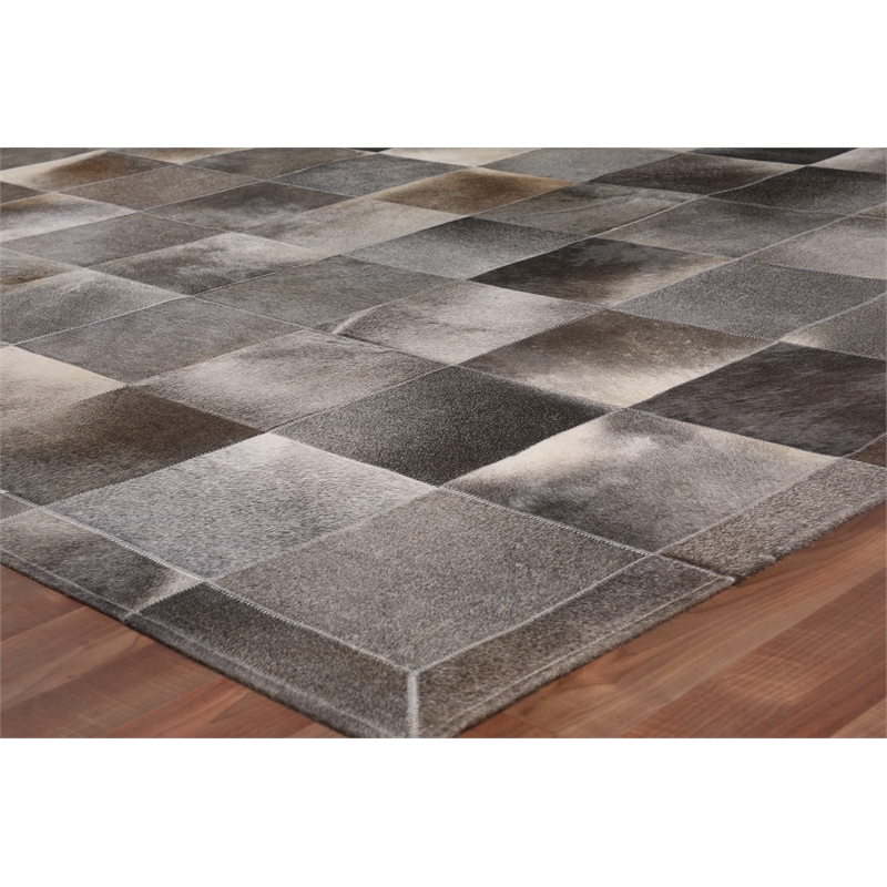 Natural Hide Hand-Tufted Leather Hide Gray 9'6