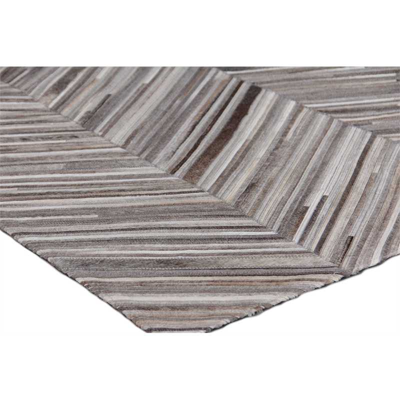 Natural Hide Hand-Tufted Leather Hide Gray/Ivory 8'x11' Area Rug